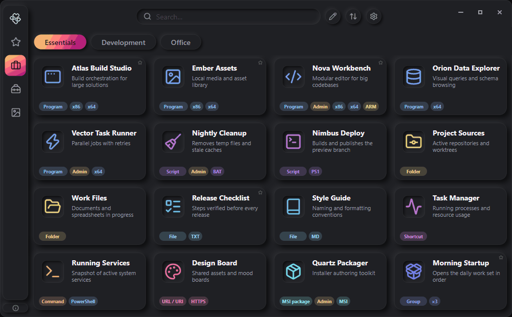 Main window — 15 color themes